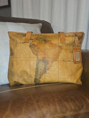 Alviero Martini Yellow Map Print Leather LAPTOP BAG